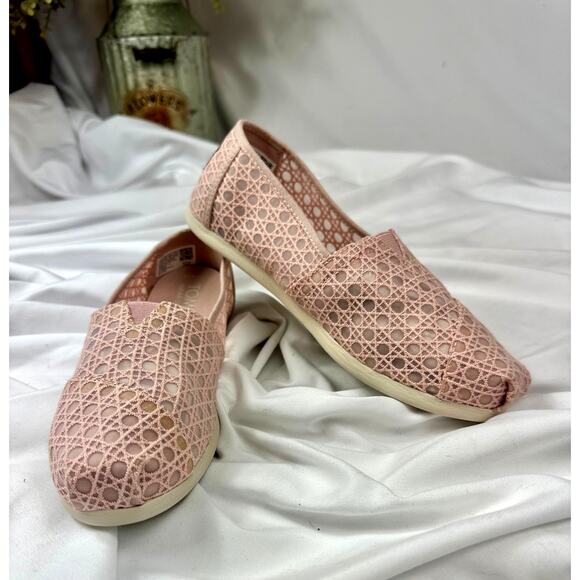 Toms Alpargata Ballet Pink Basket Weave Lace Shoe 7.5 - Picture 2 of 10